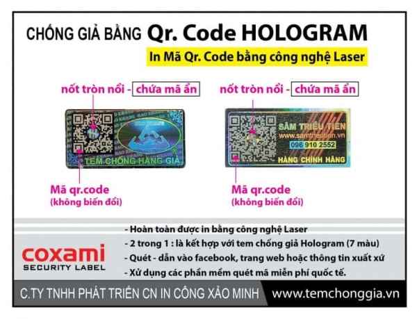 Tem chống giả in QR Code - số nhảy - Tem Chống Giả Công Xảo Minh - Công Ty TNHH MTV Phát Triển Công Nghệ In Công Xảo Minh